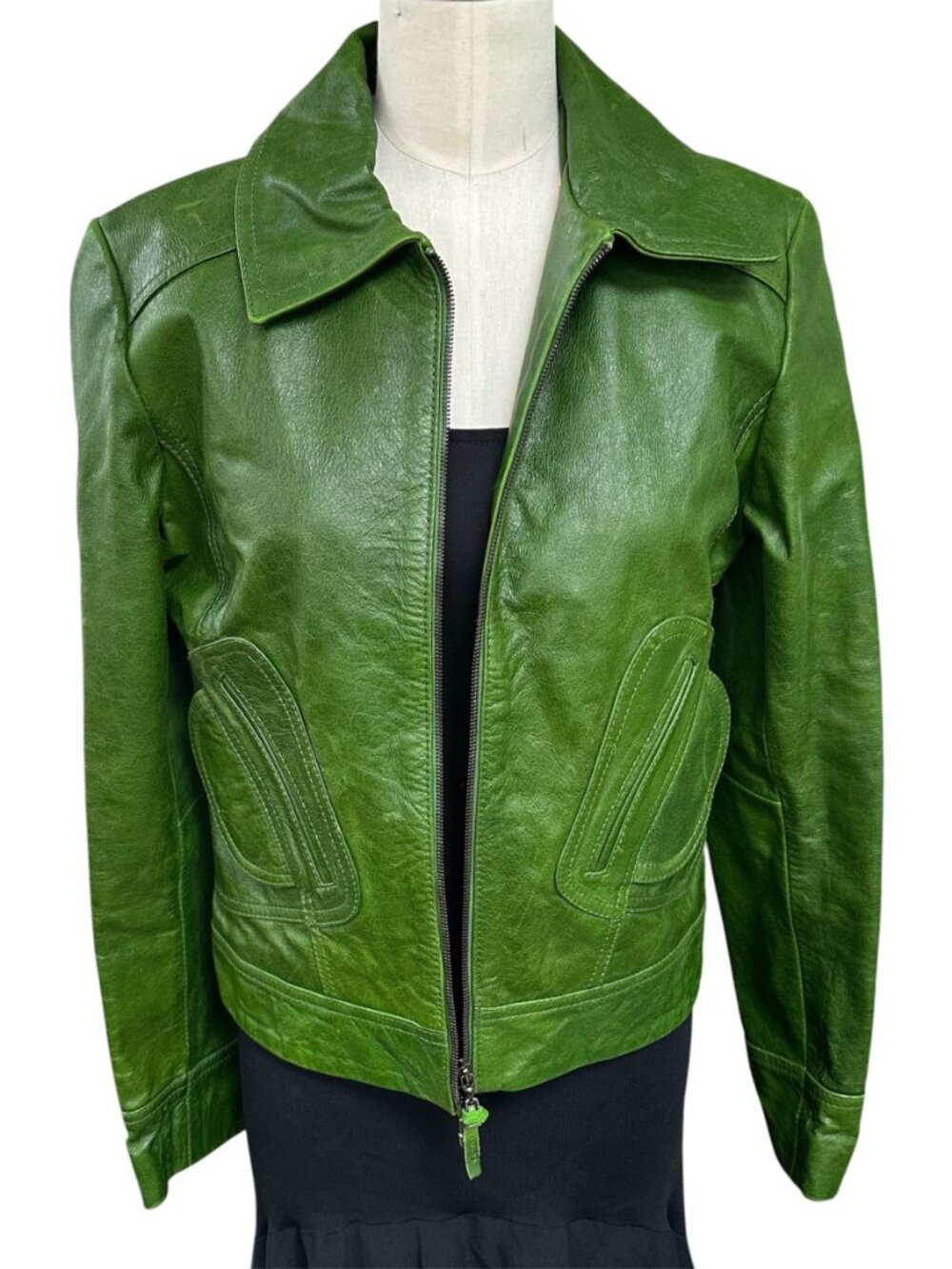 Doma Green Leather Jacket - Picture 2 of 8